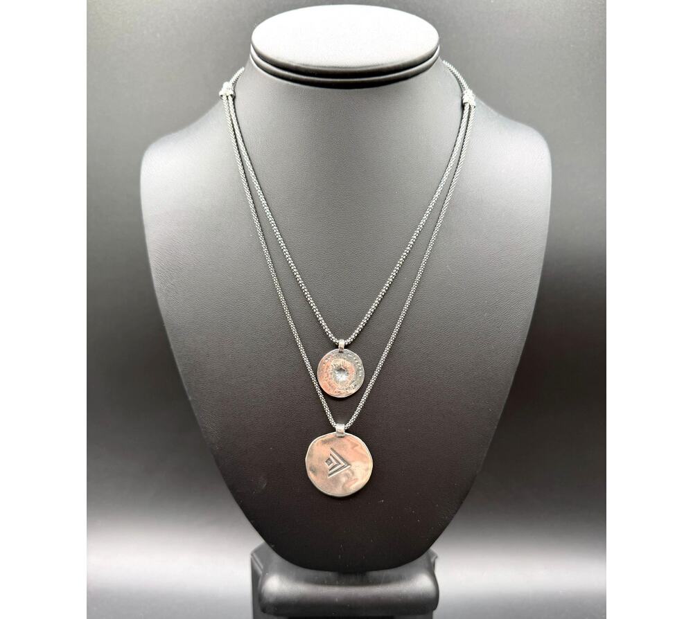 Silpada Sterling 925 Reversible Two Strand Two Disc Pendant Necklace